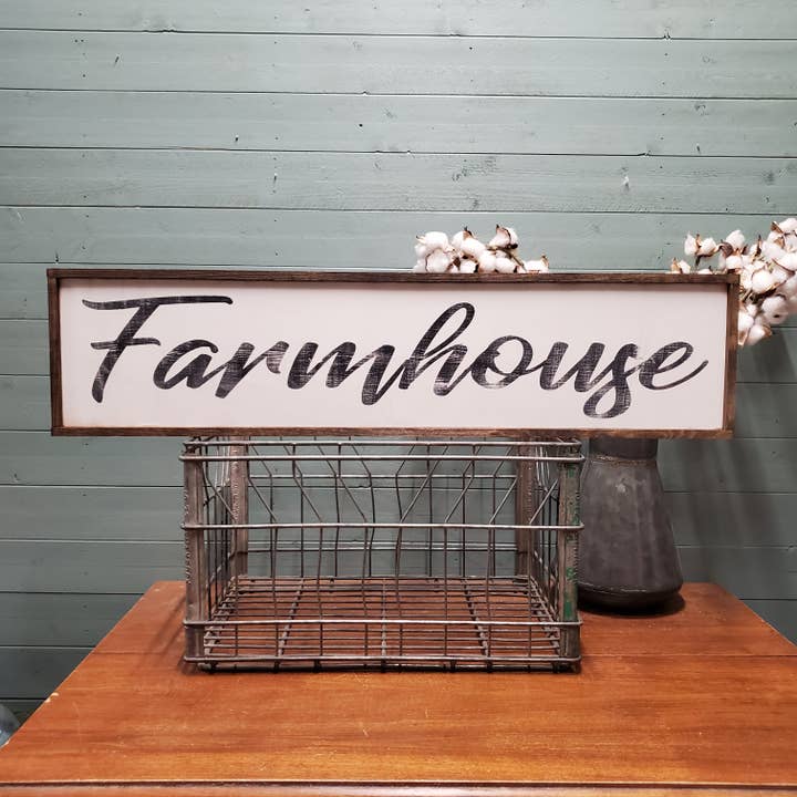 Farmhouse Sign, script lettering for wholesale by The Green Elephant Shop