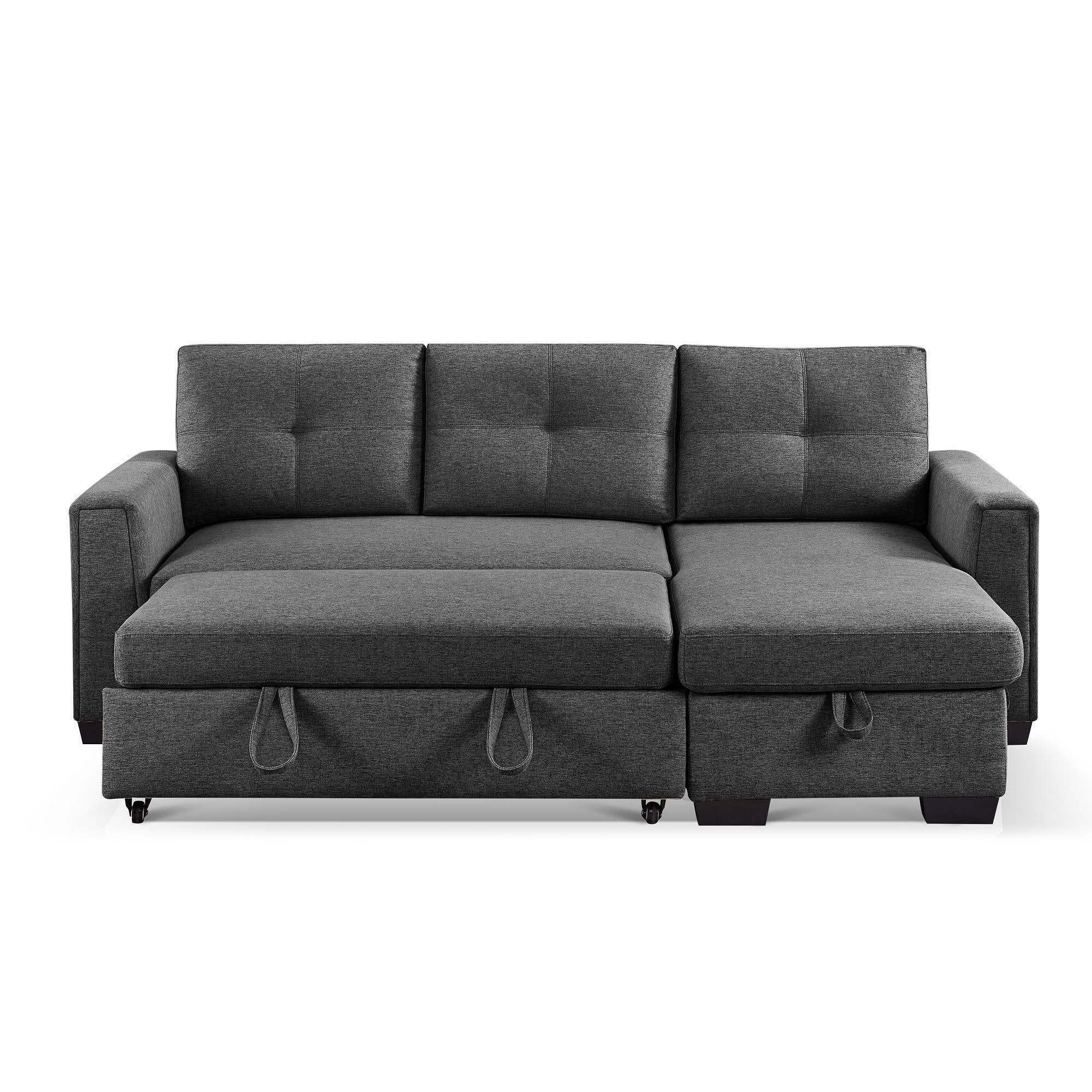HomeRoots - Wholesale Sofa - 92" Dark Gray Polyester Blend Convertible Futon Sleeper Sofa1