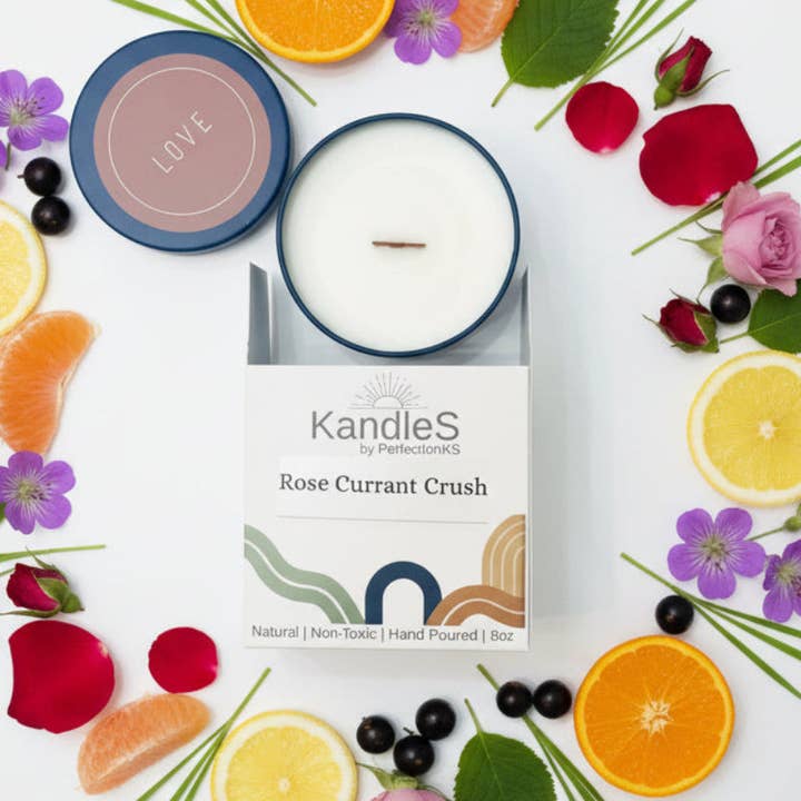 Rose Currant Crush Luxury Candle | 8oz Non-Toxic Soy Candle with Wooden Wick | Clean Burn for wholesale by PerfectionKS