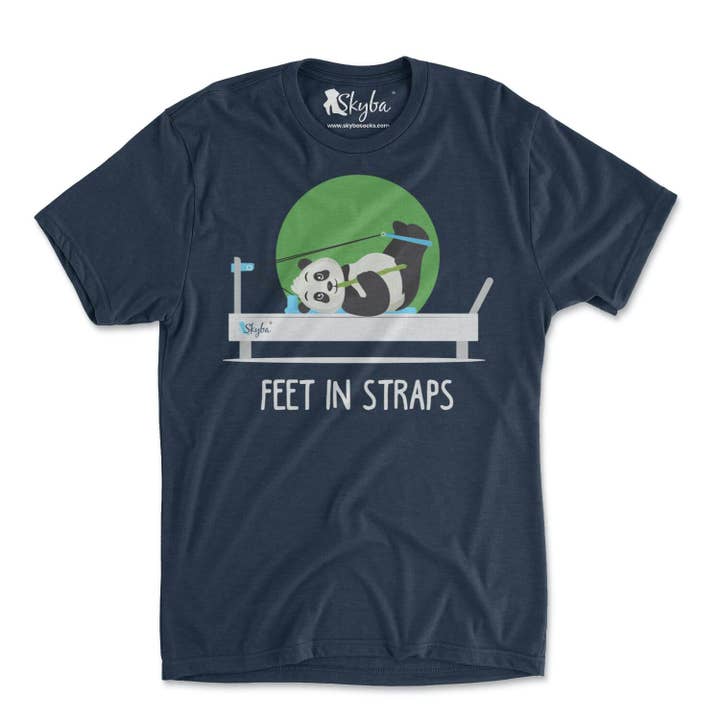 "Feet in Straps" Panda on Pilates Reformer - Tri Blend Tee for wholesale by Skyba