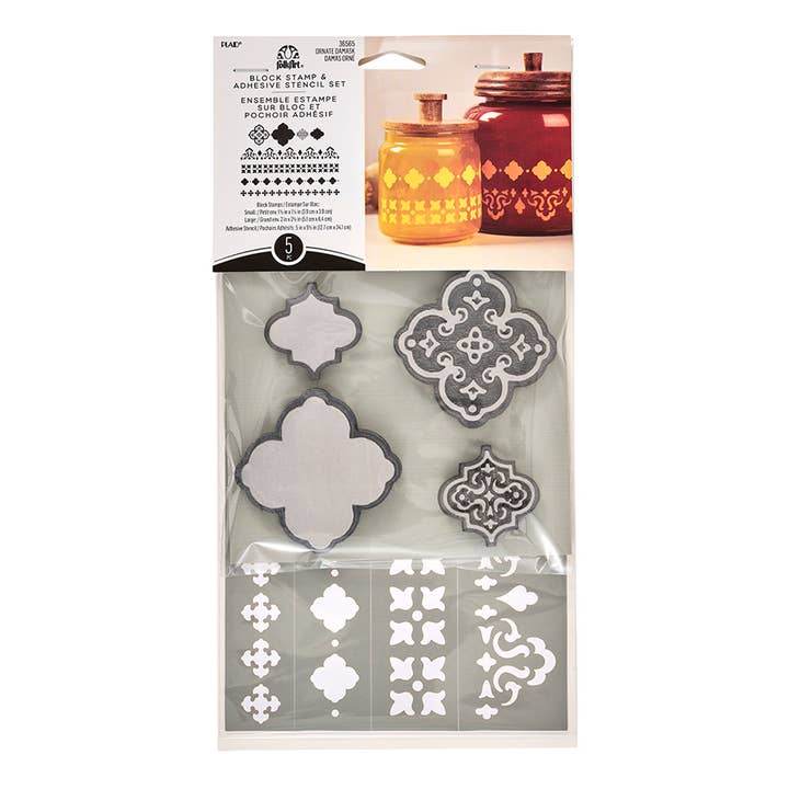 Plaid Crafts - Wholesale Craft Tool - Folkart ® Block Stamp & Adhesive Stencil Set - Ornate Damask