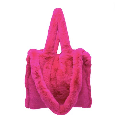 Large Messenger Tote Faux Fur Bag Pink for wholesale by Hipchik