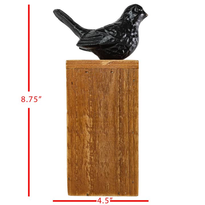 Foreside Home & Garden - Wholesale Decorative Figurine - SALE - Audrey Black Bird Figure Cast Iron Wood Base6