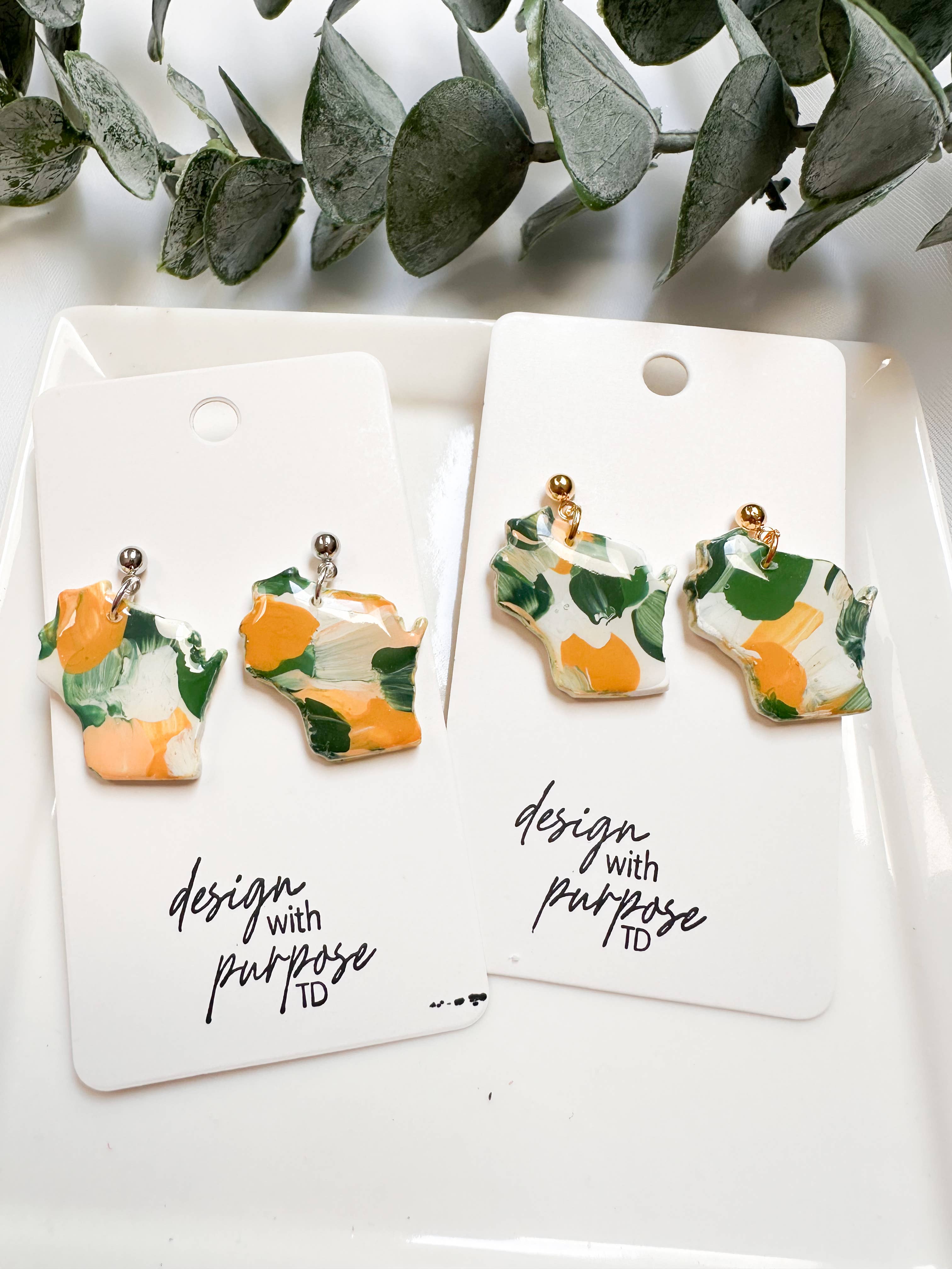 Design With Purpose - Wholesale Dangle Earrings - Hand Painted Green Bay Packers Earrings1