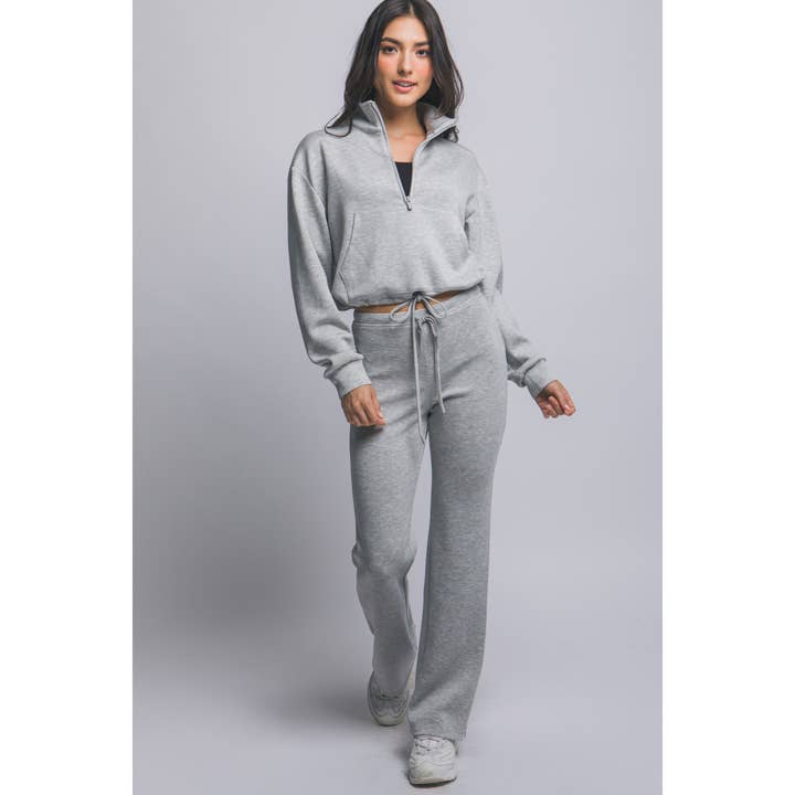 Ensemble sweat-shirt court à demi-zip et pantalon pour la vente par HiteJeans