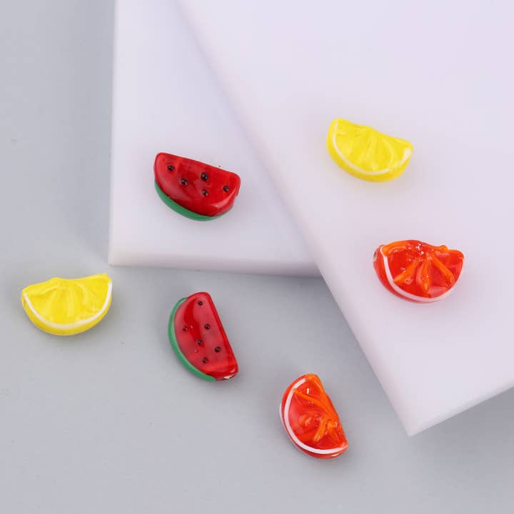 Adamodart - Wholesale Individual Charm/Pendant - Murano Glass Fruit Bead, food charm, lemon bead, orange bead