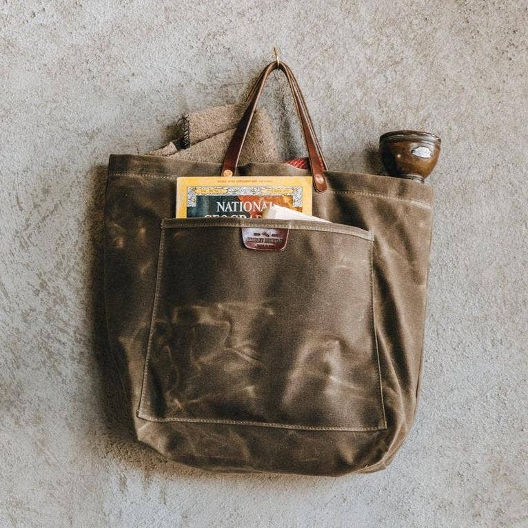 Bradley Mountain - Wholesale Tote Bag - Unisex - Coal Tote Bag - Waxed Field Tan