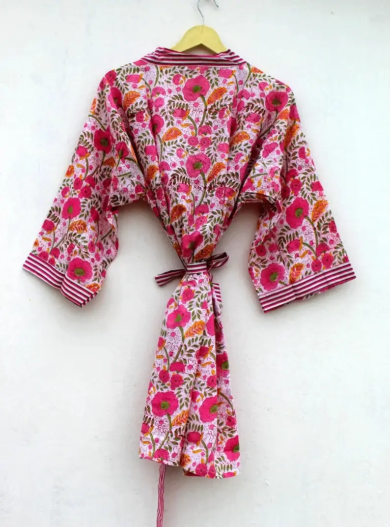 GYPSY STUDIO - Wholesale Robe - Women's - Block Print Robes Bridesmaid Kimono Robe Floral Kimono Robes4