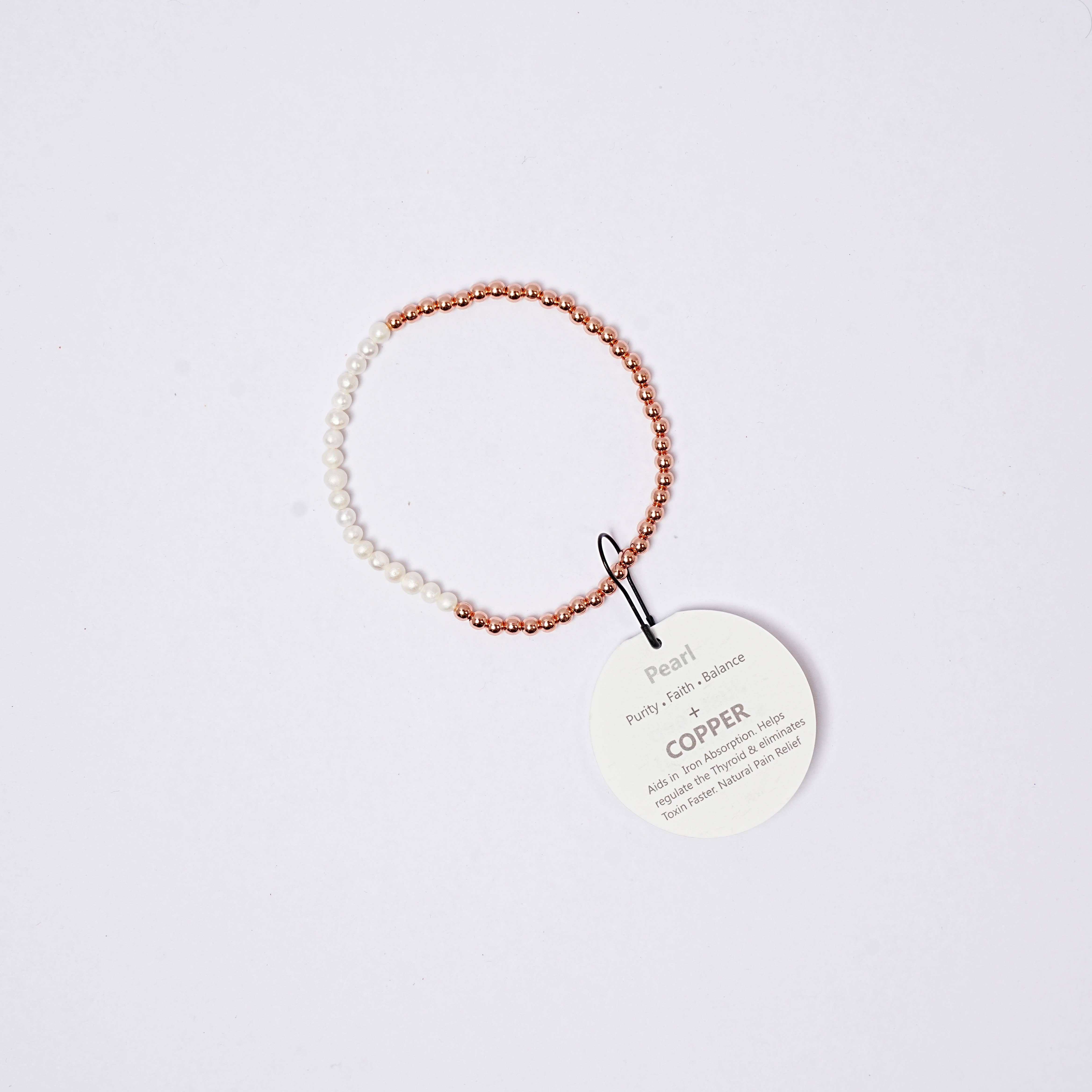 The Blue Yogi - Wholesale Beaded Bracelet - Dainty and elegant Natural Pearl + Solid Copper Bracelet 1