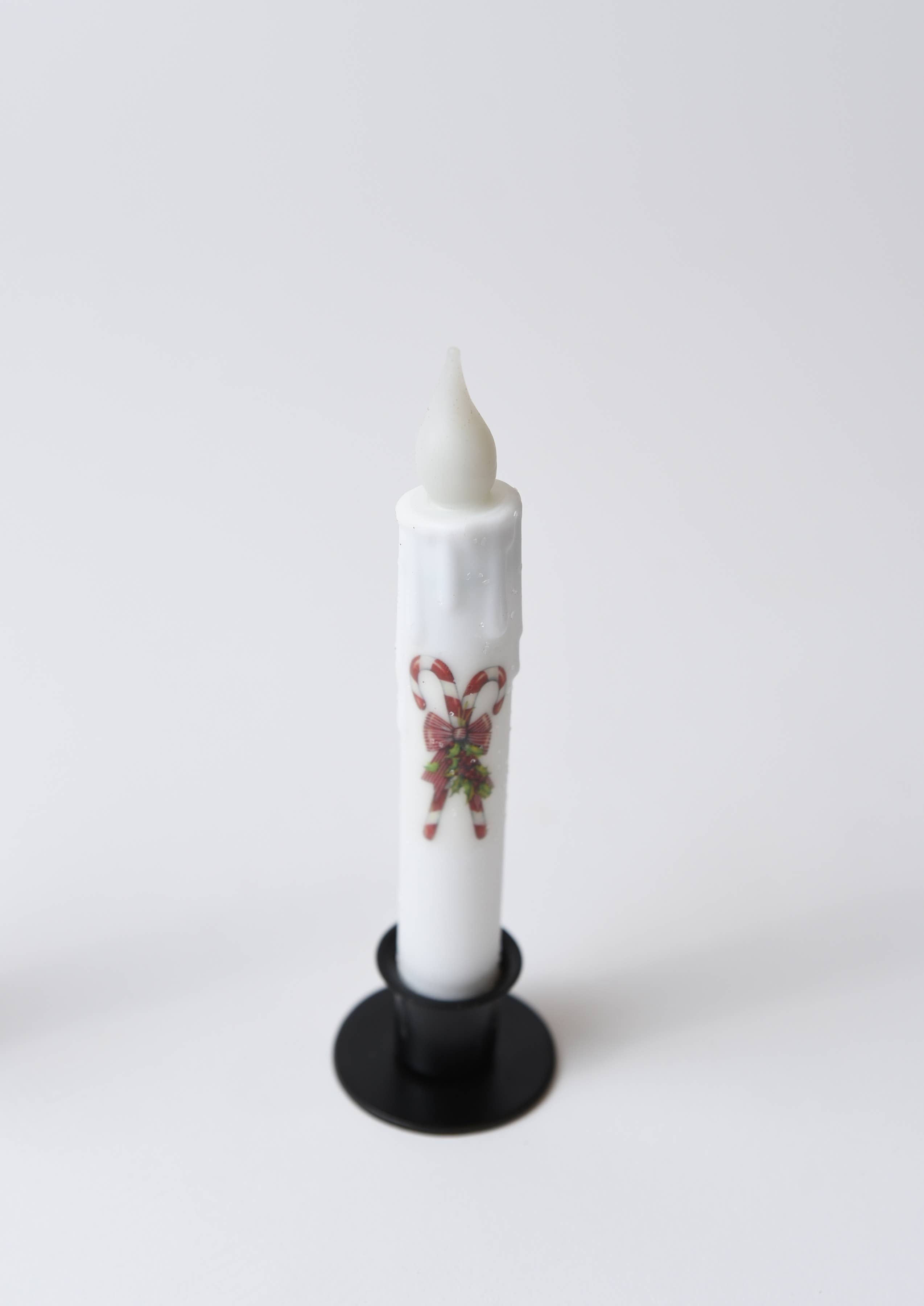 LMS Wholesale - Wholesale Flameless Candle - Candy Cane LED Timer Taper Candle3