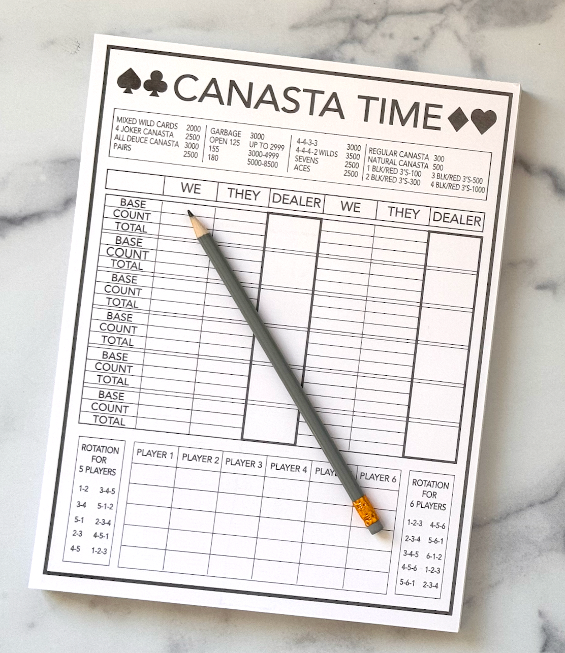 Lined Design - Wholesale Notepad - Canasta Time Score Pad3