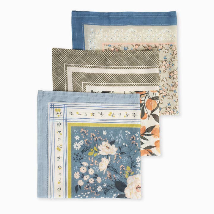 Flowerie - Wholesale Bandana - Women's - Flutterby Bandana | Bloom Field - Blue Floral2