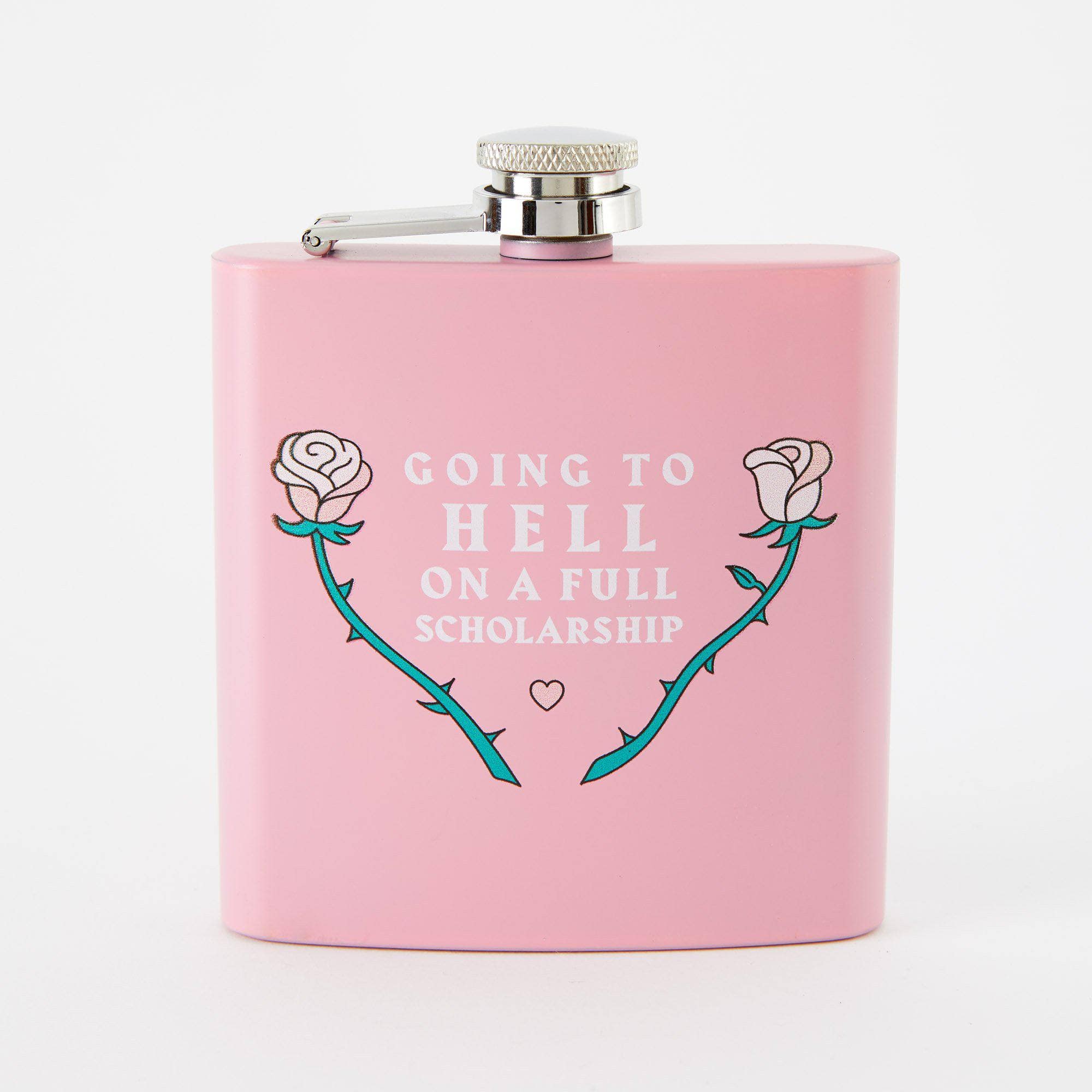 Punky Pins - Wholesale Flask - Going To Hell Hip Flask - Light Pink2