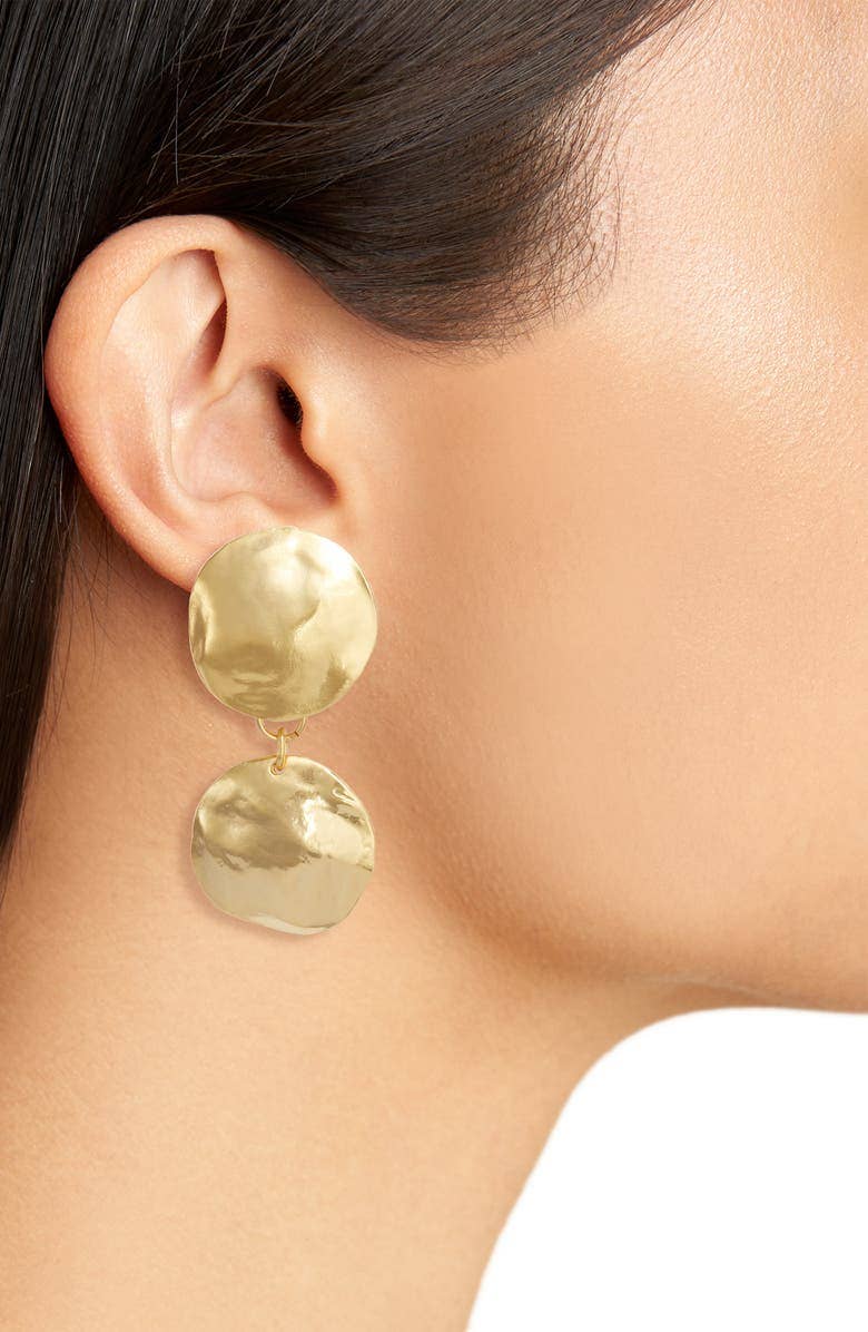 KARINE SULTAN - Wholesale Clip-On Earrings - Double Shell Discs Pendant Clip On Earrings2