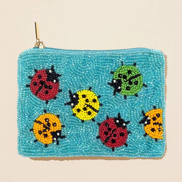 Ladybug Pattern Seed Beaded Mini Pouch Bag for wholesale by Sensibling Corp.