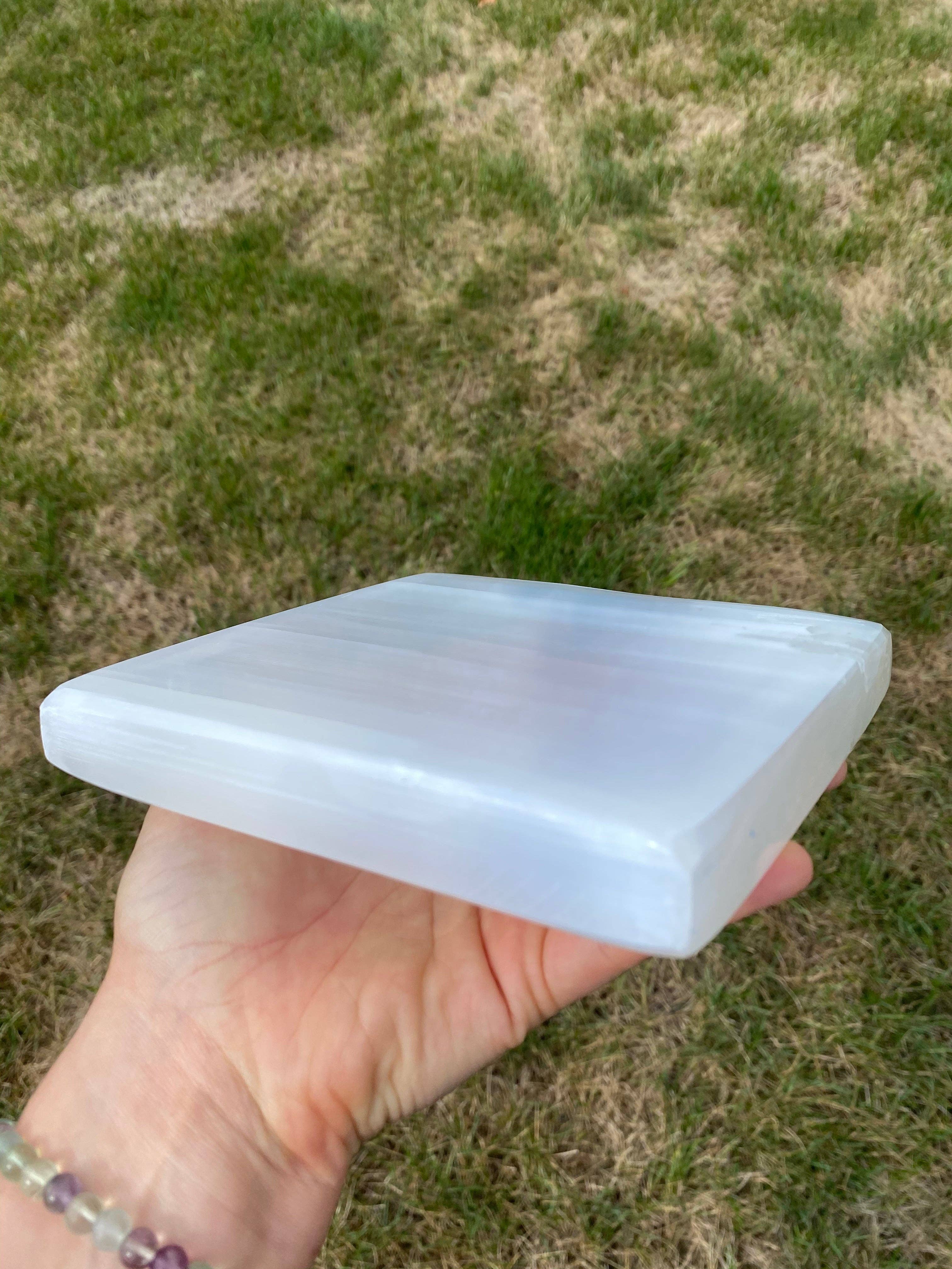 New Moon Beginnings - Wholesale Crystal Charging Plate - Square Selenite Charging Plate (~5.5") Crystal Charging Slab3