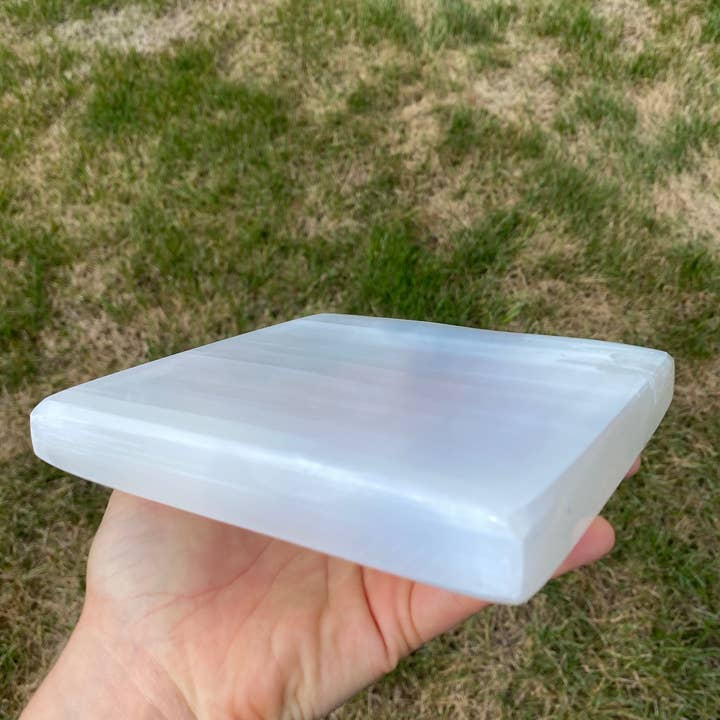 New Moon Beginnings - Wholesale Crystal Charging Plate - Square Selenite Charging Plate (~5.5") Crystal Charging Slab3