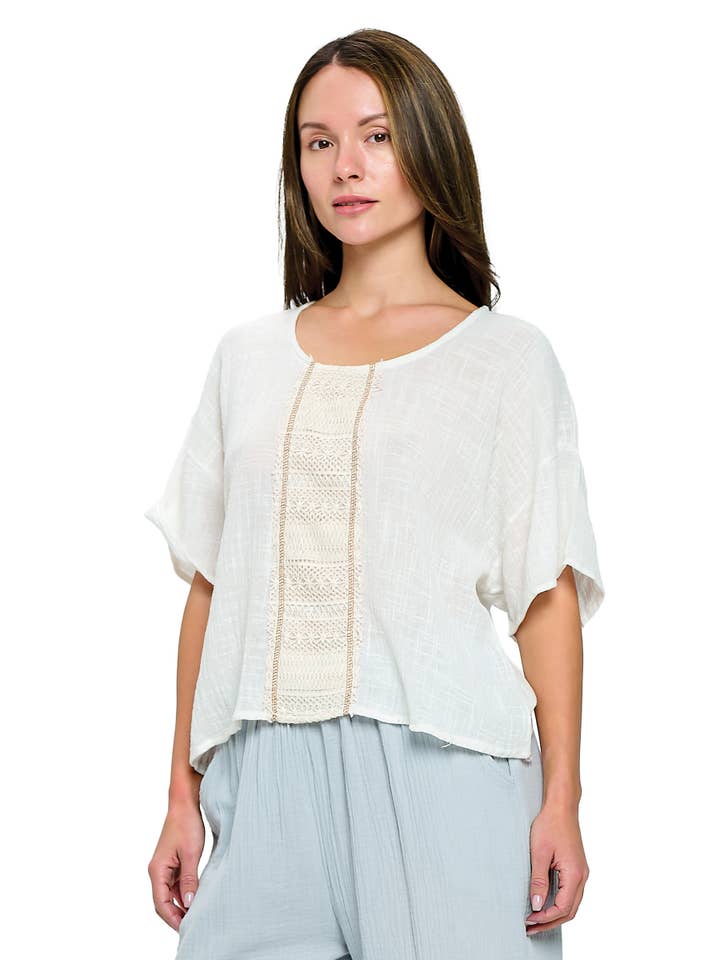 Yak & Yeti - Wholesale Blouse - Women's - SALE Boho Top Loose Fit Lace Detail (Reg. $17)3