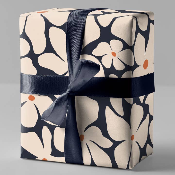 Naturbedacht - Venta al por mayor Sobre de papel de regalo - Papel de regalo - flores sobre fondo azul - Nº 223