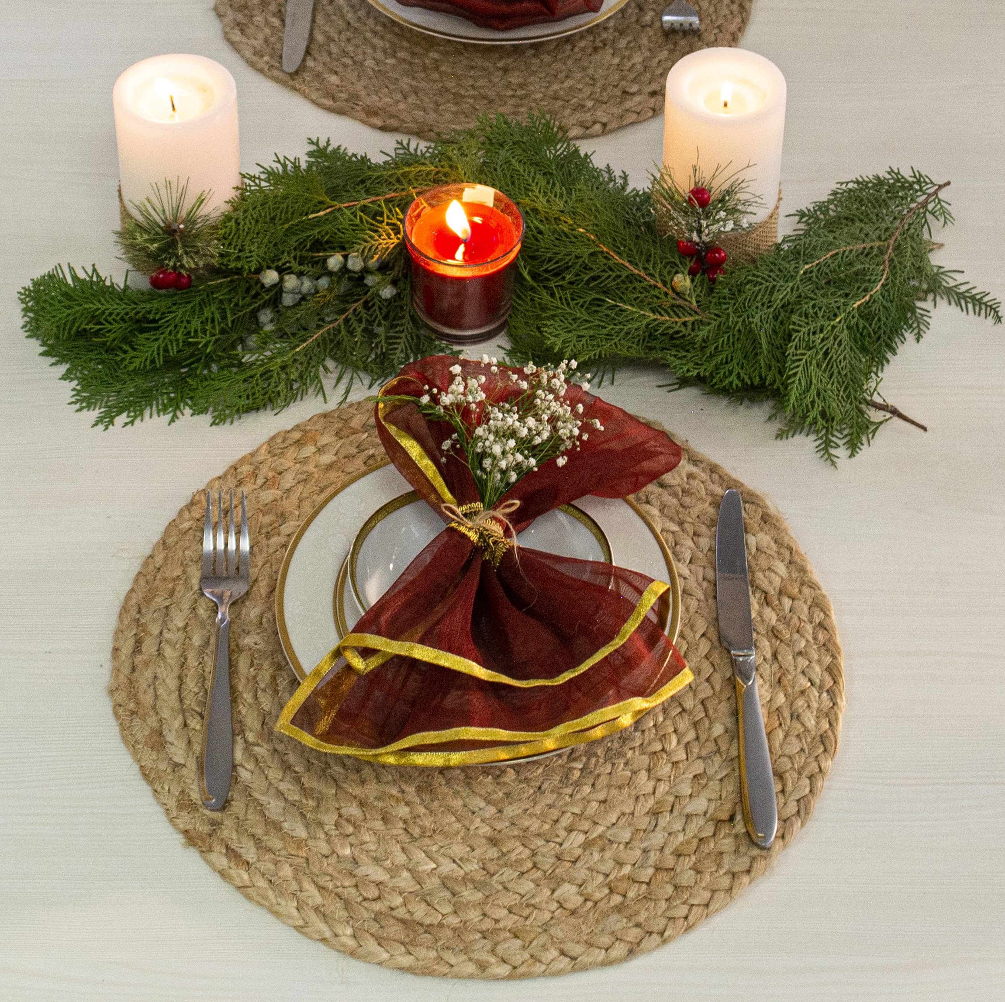 NATURAL JUTE Set of 4-Jute Braided Round Placemats, 15'' Rnd. Natural. for wholesale on Faire4