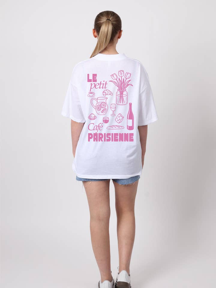 Camisetas Oversized Femininas 150 GSM com Estampa Café Parisiense por atacado de Missi Clothing