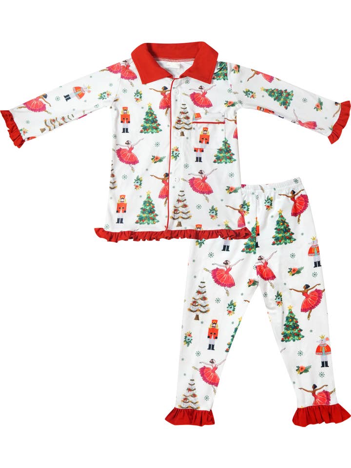 Angeline Kids - Vendita all'ingrosso Completo pigiama - Bambini - Set pigiama da balletto natalizio con schiaccianoci per bambine