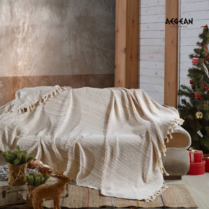 westmarkusa corp - Wholesale Bedding Blanket - 90x77 Inches Oversized Queen Deer Muslin Cotton Blanket, Hand-Woven Boho Style, Plush and Fluffy for Winter, Soft Lightweight Bedding Essential for Bed, Couch4