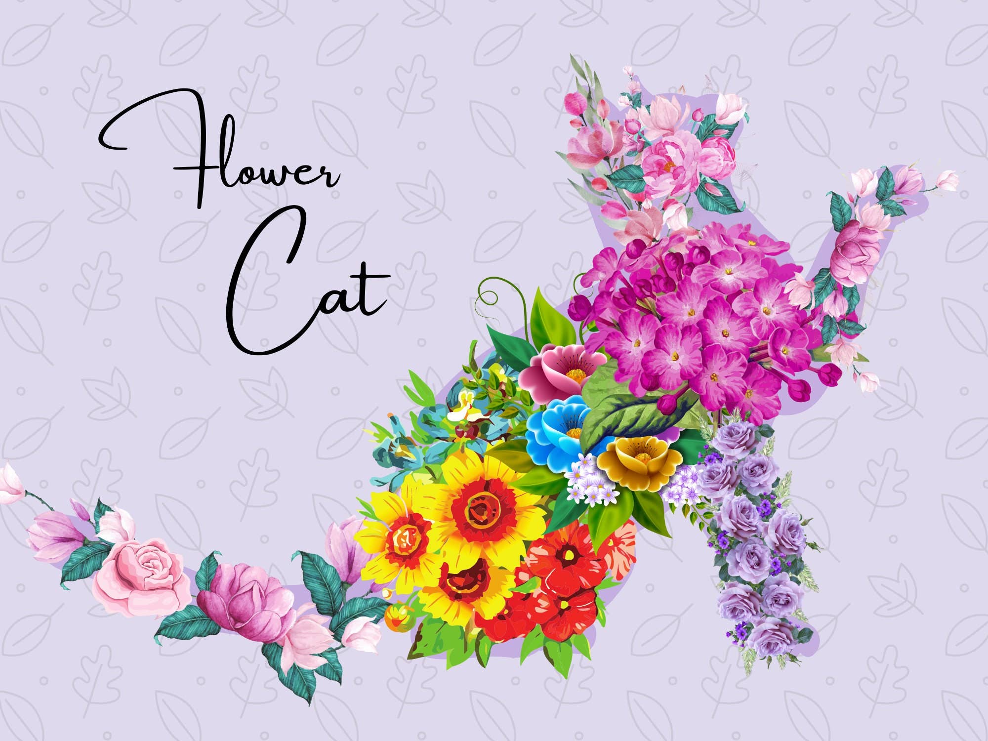 Piles of Postcards - Wholesale Postcard - Cat Postcard with Flowers0