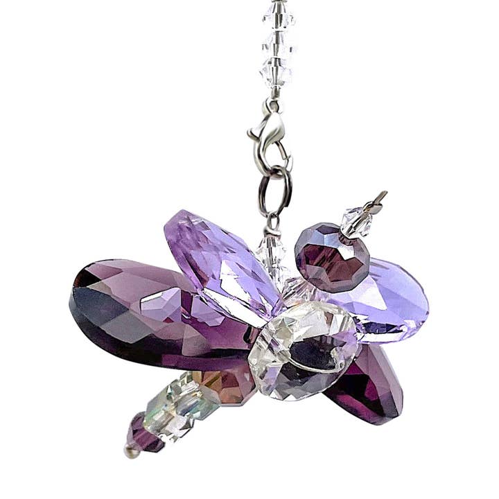 Libélula de Cristal Púrpura Pequeña, Amuleto para Coche, Atrapasol para venta al por mayor de Crystalize Home
