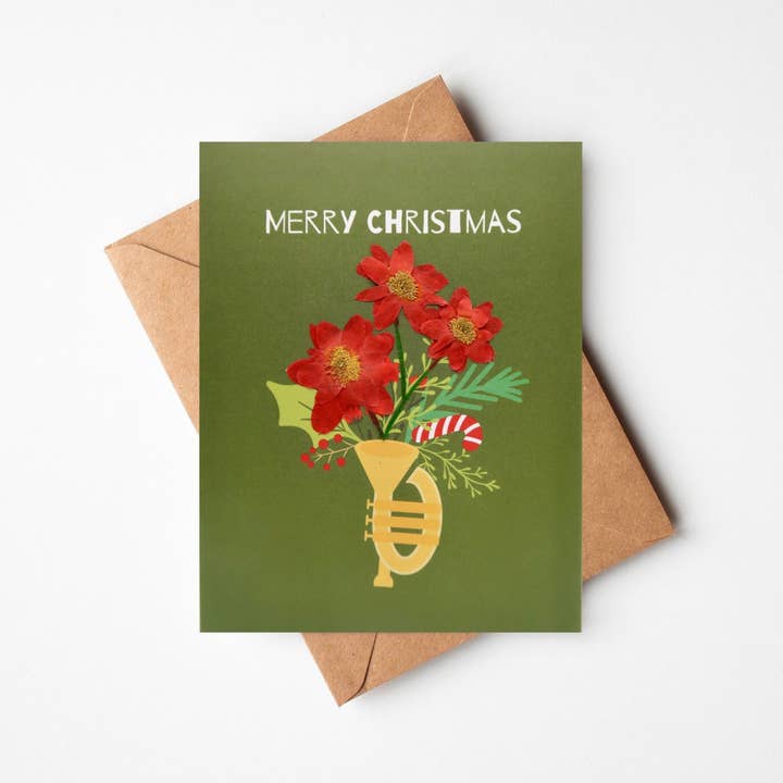 PlantBox - Vente Cartes de Noël - Carte de joyeux Noël Bouquet Trumpet