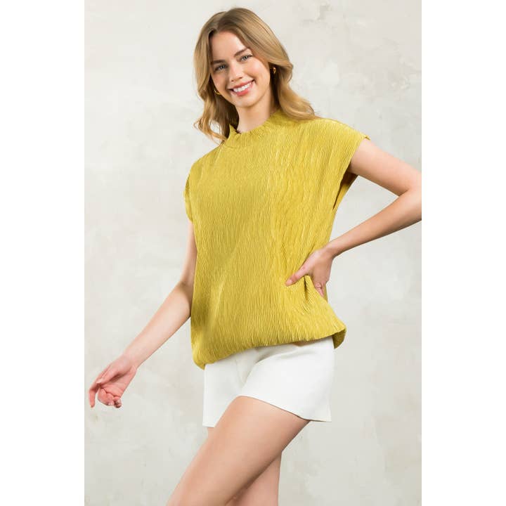 Mock-hals krøllet tekstur top for engroshandel hos THML