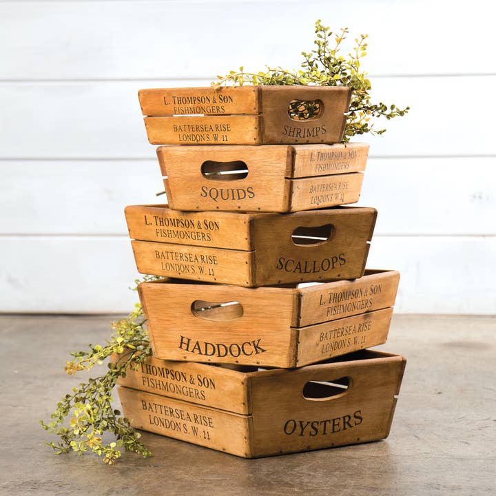 Willow Group - Wholesale Decorative Tray - S/5 RECT WOOD CRATES2