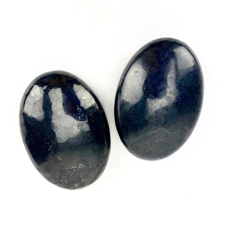 Shungite Premium Palmstone | 50mm for wholesale by Pelham Grayson Rose