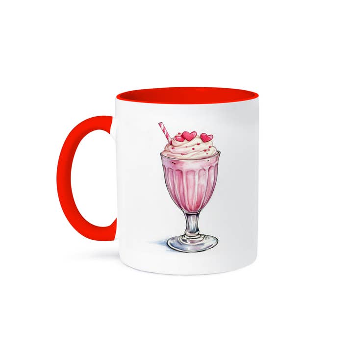 3dRose - Wholesale Coffee Mug - 3dRose, Pretty Pink Valentine Milkshake Illustration, Mug