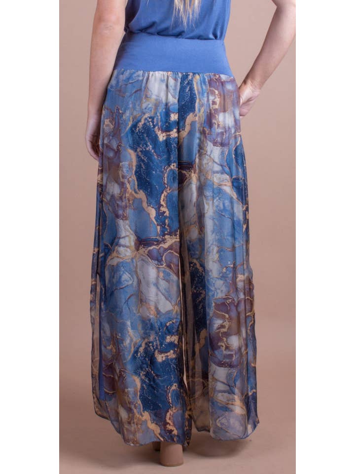Gigi Moda - Wholesale Pants - Women's - Marble Print Silk Slit Pants8