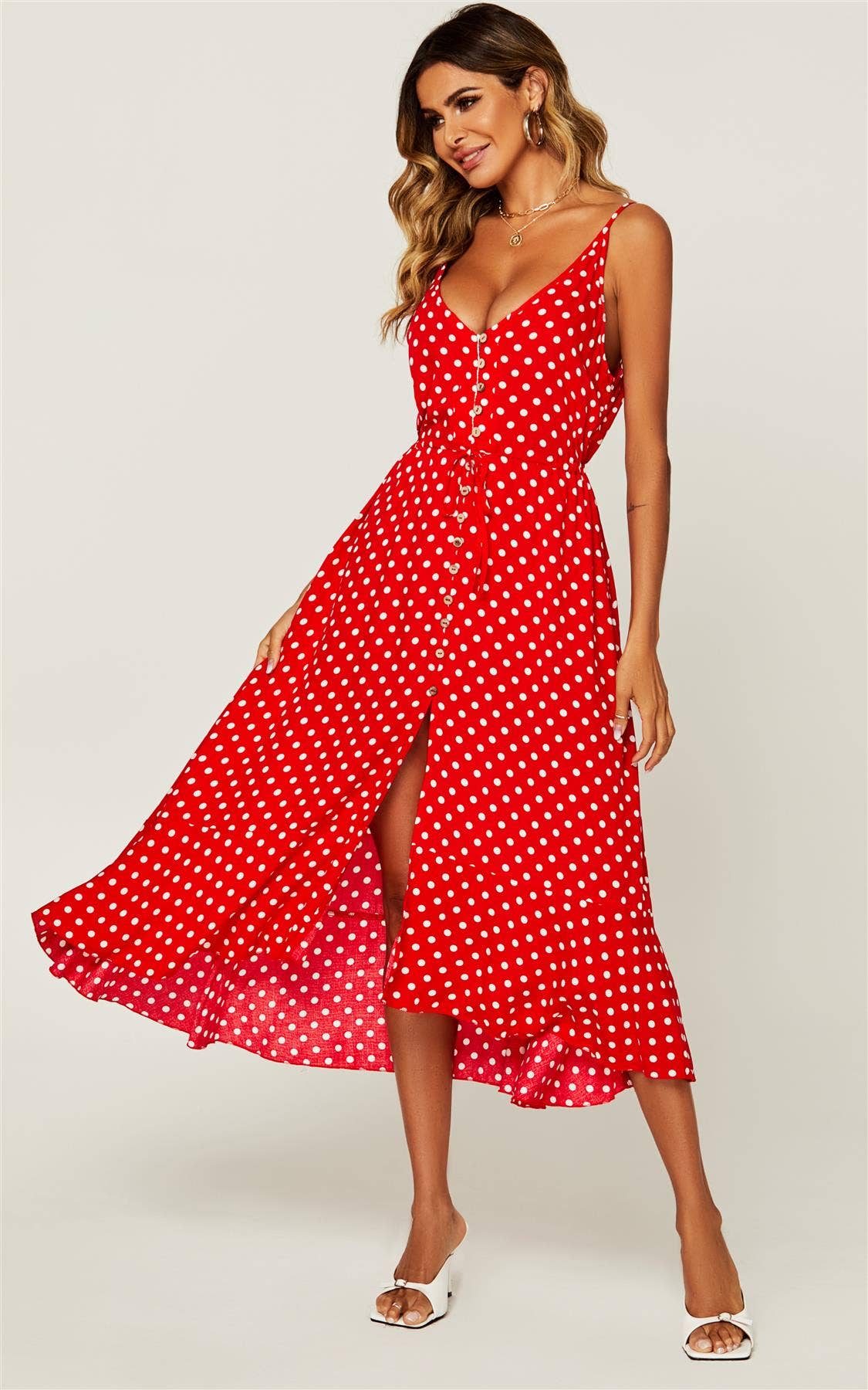 FS Collection – wholesale High heels – Women’s – Buckle Detailing High Heeled Mule Sandal In White4