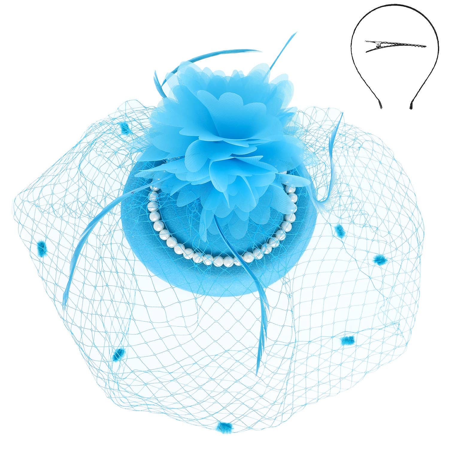 SP Sophia Collection - Vente Chapeau bibi – femme - Fascinateur orné de bijoux à plumes florales 0