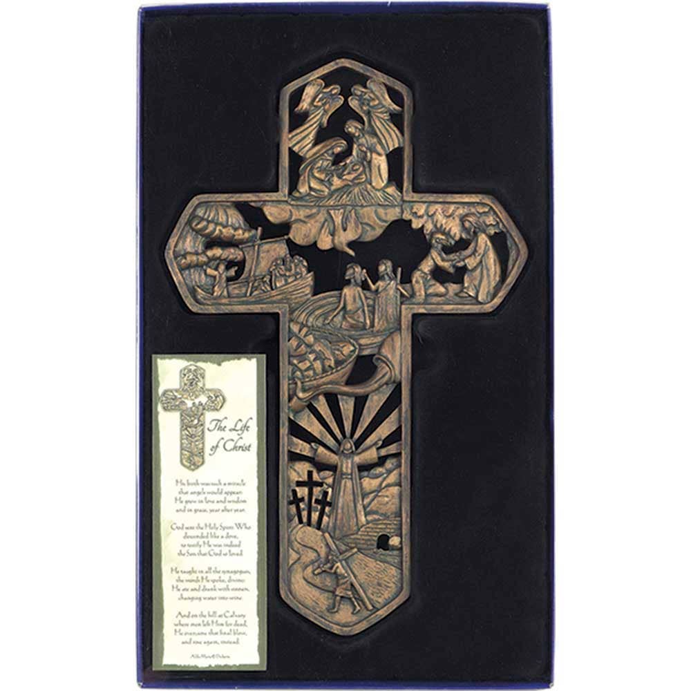 Dicksons - Wholesale Wall Cross - Life Of Christ Wood Look Wall Cross1