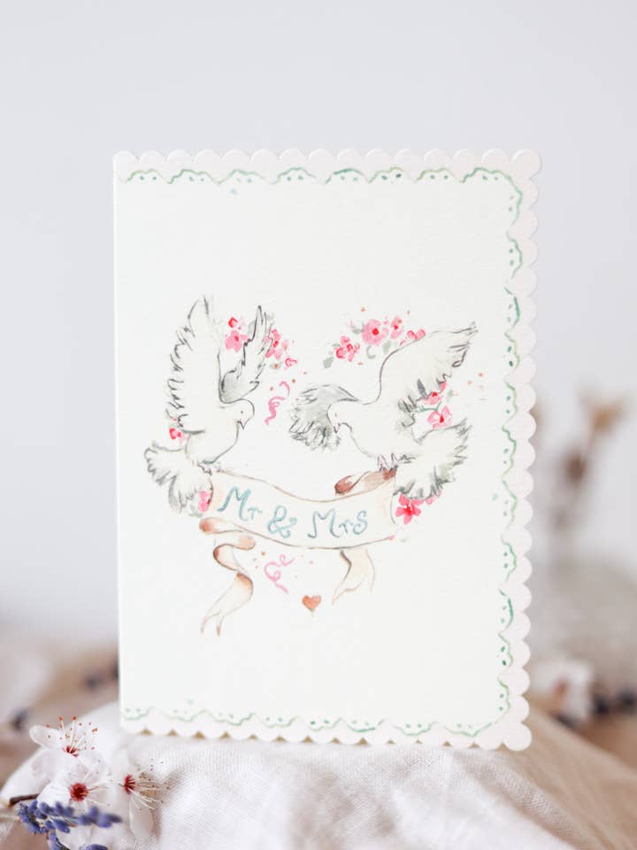 Mr & Mrs - scalloped edge card for wholesale by Sophie Amelia Creates