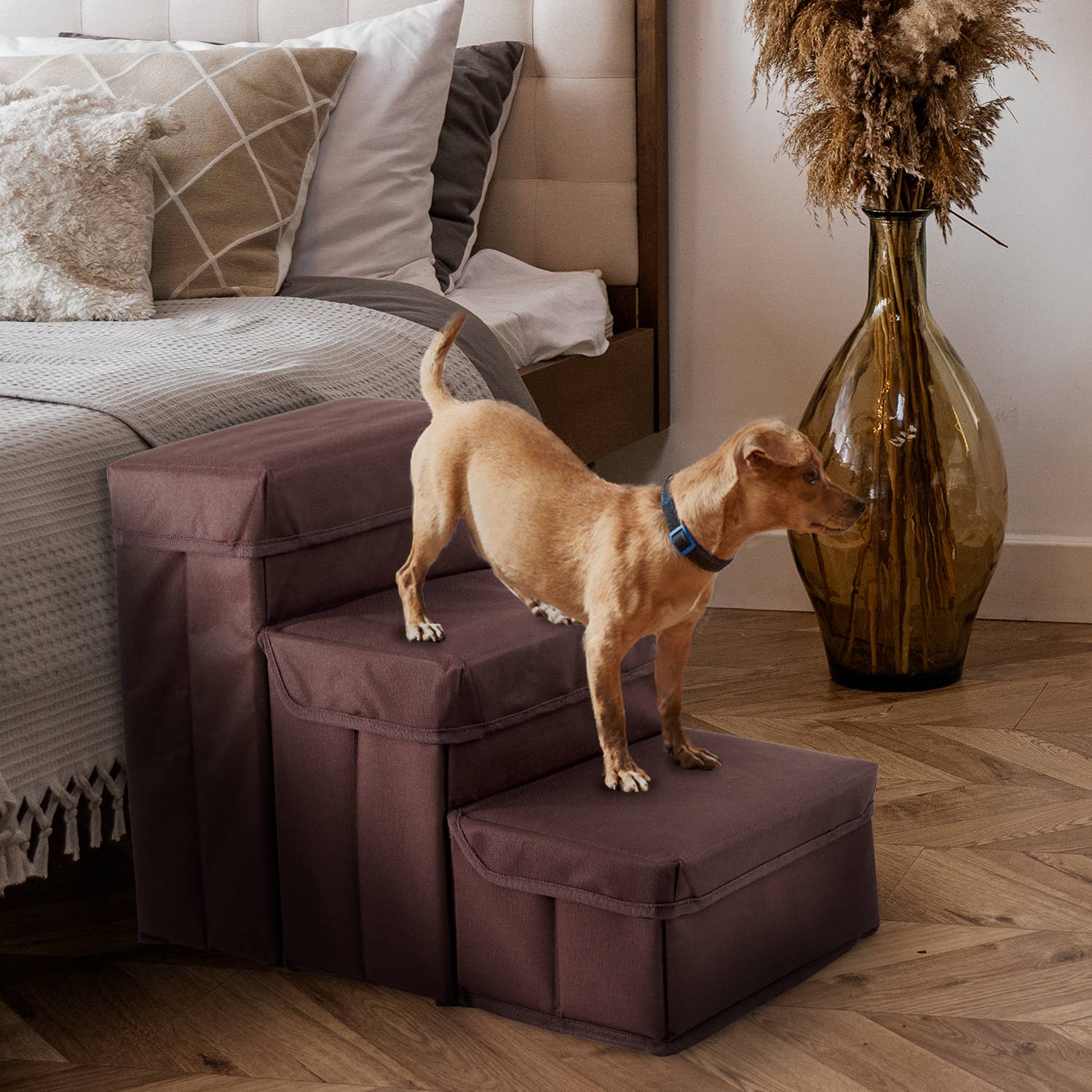 Precious Tails - Vente Escalier et rampe – chat et chien - Étapes de rangement pliables Home Base en 3 étapes pour animaux de compagnie21