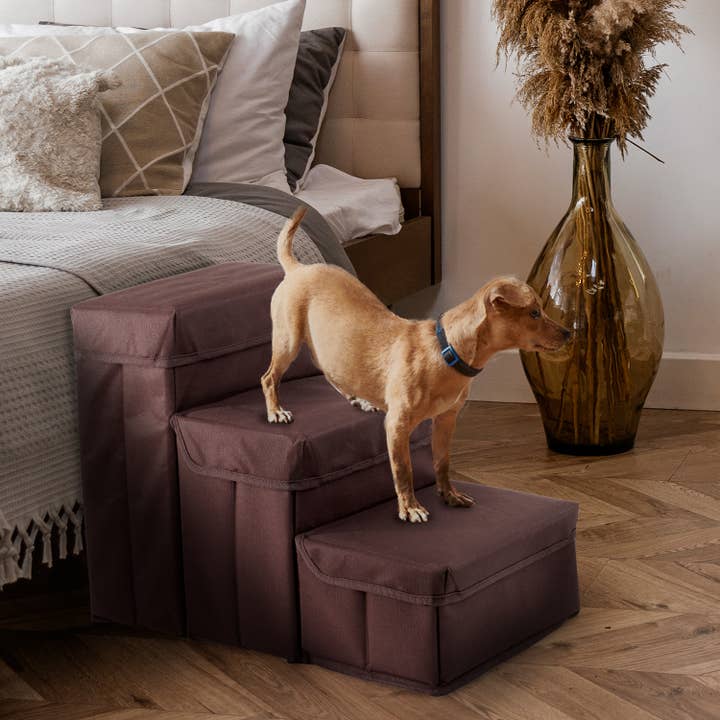 Precious Tails - Vente Escalier et rampe – chat et chien - Étapes de rangement pliables Home Base en 3 étapes pour animaux de compagnie21