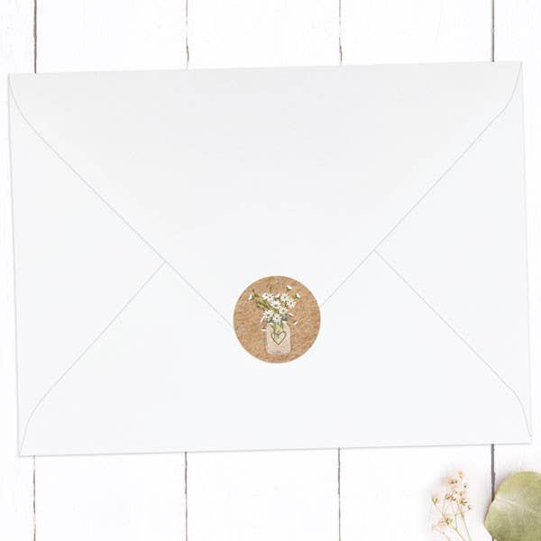 Dotty About Paper – wholesale Envelopes – Rustic Mason Jar Flowers - Wedding Envelope Seals1