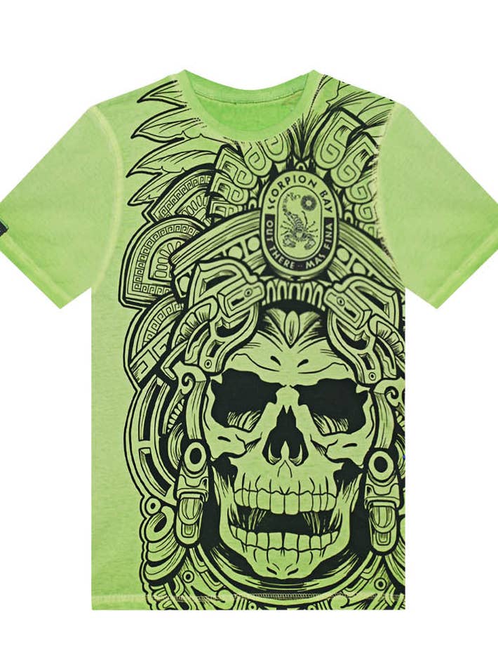 Barn | T-shirt Doubleface "Aztec Mask" Färg Lime för wholesale av Scorpion Bay