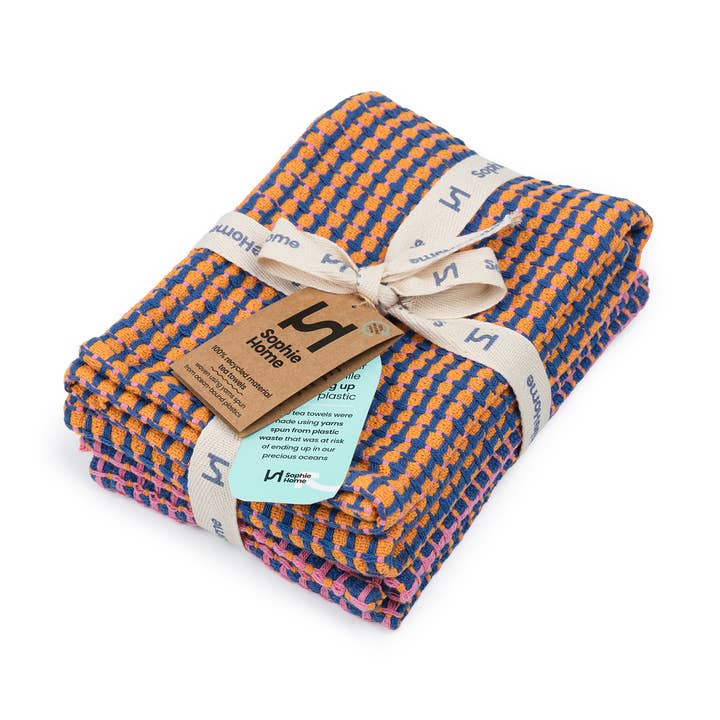 Sophie Home Ltd – Großhandel Geschirrtücher – Geschirrtuch 2er-Pack aus recycelten Materialien: Kobalt0