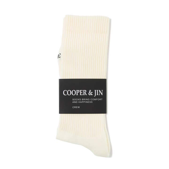 Solid Cushioned Crew Socks | Unisex | Ivory for wholesale by Cooper & Jin