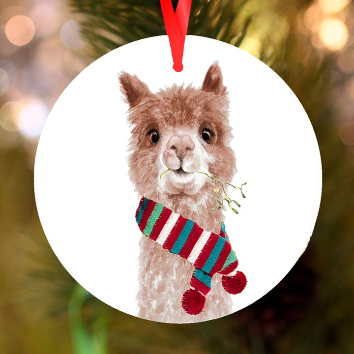 Ceramic Christmas / Holiday Decoration, Alpaca for wholesale by Field and Fur Gifts