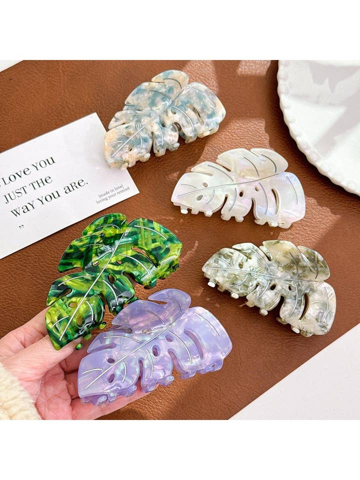 Beau - Leaf Shaped Hair Clip Large Acetate Hair Claw for wholesale by WEST AUSSIE SUPPLIES