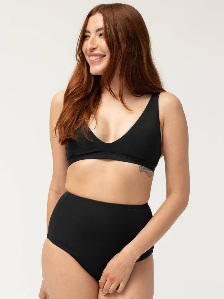 High Waist Bikini Bottom – Coverage Swimwear – Classic Black for wholesale by POST SWIM