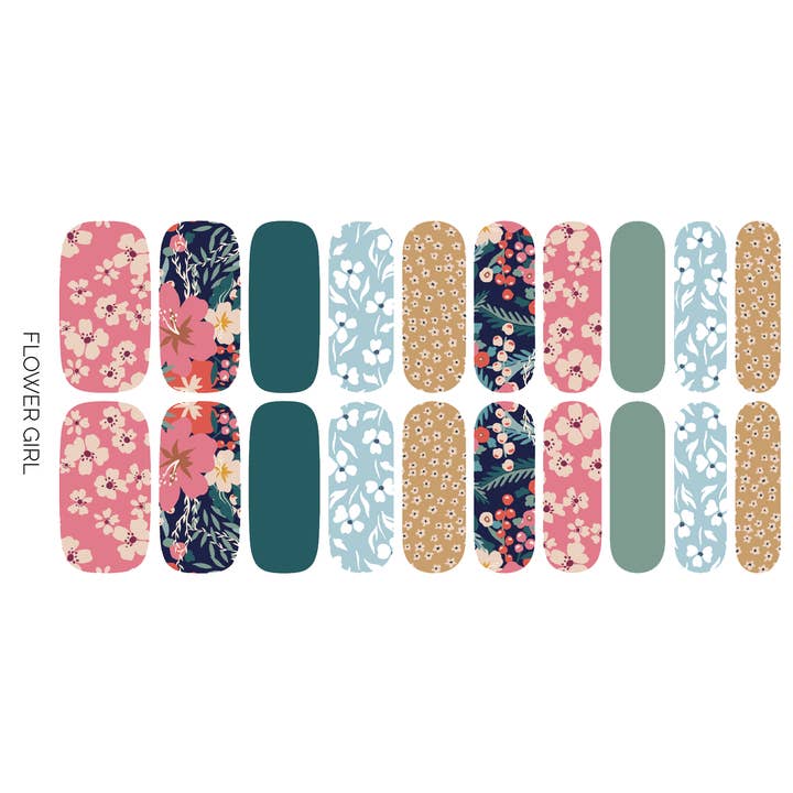 Ivy & Ash - Wholesale Nail Art/Decal - Flower Girl | Trendy Muted Floral Print Nail Wrap Set