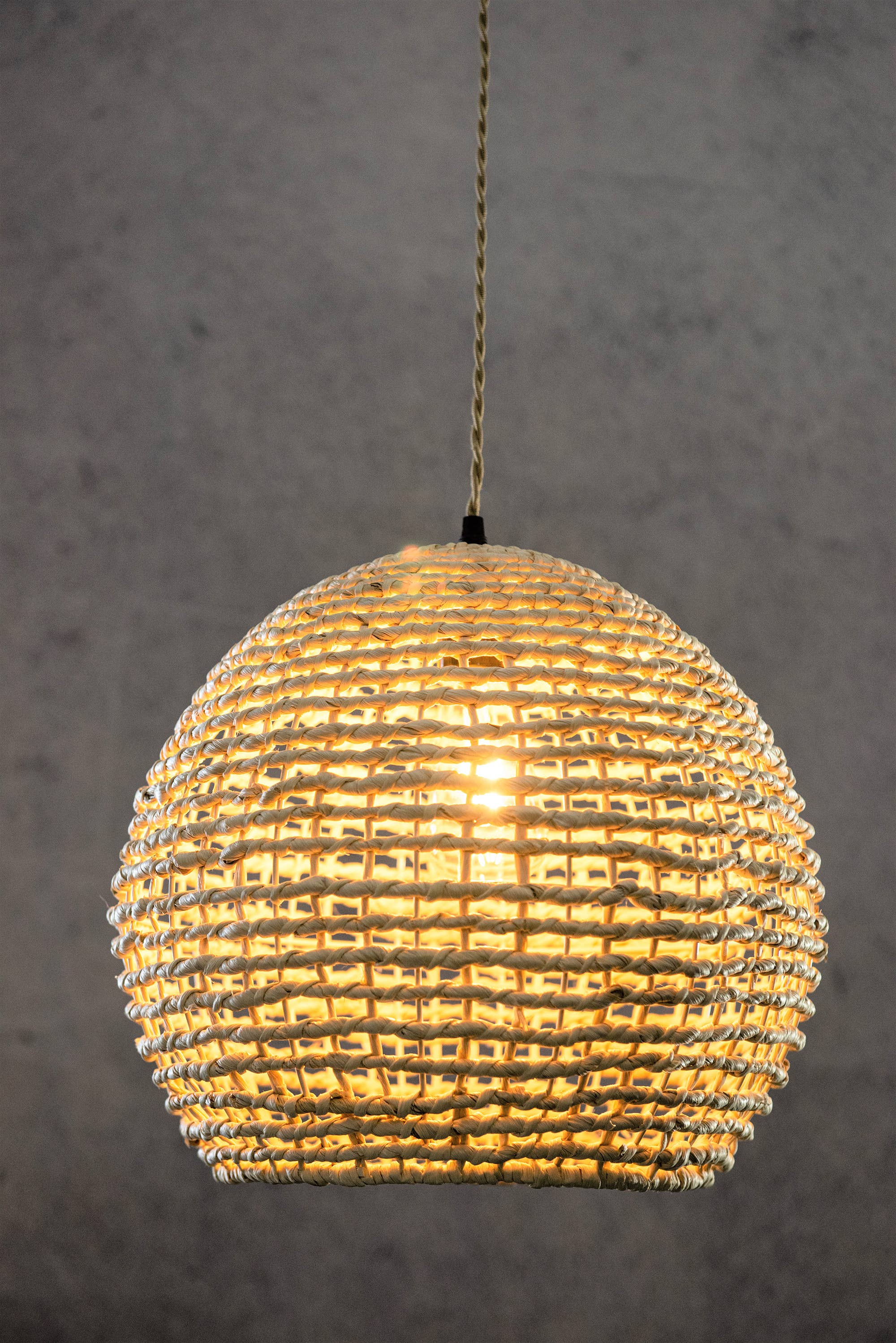 Natural Round Rattan Hanging Light handwoven Bamboo Pendant Light for wholesale on Faire2